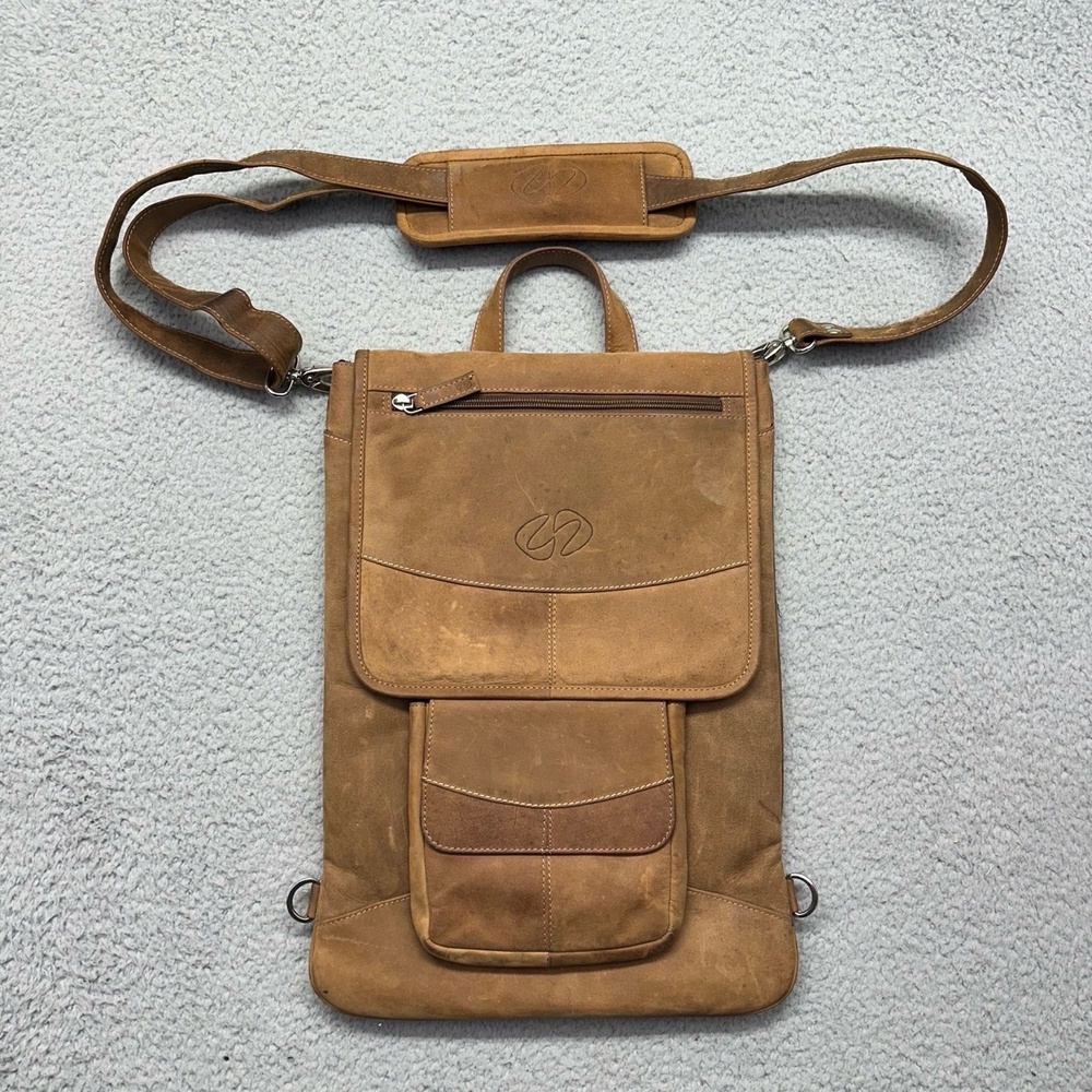 Michael Santoro Design MacCase Leather Vertical Messenger Laptop Computer Bag